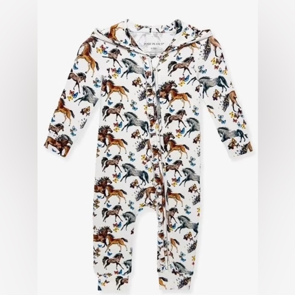 Posh Peanut Claire French Hooded Ruffle Romper
